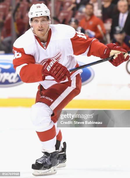 Joakim Andersson of the Detroit Red Wings plays in a game against the Florida Panthers at BB&T Center on January 27, 2015 in Sunrise, Florida.