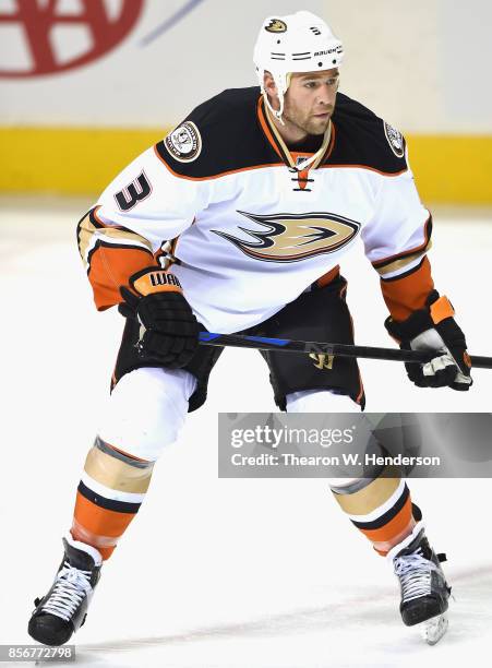 Clayton Stoner of the Anaheim Ducks plays in a game against the San Jose Sharks at SAP Center on January 29, 2015 in San Jose, California.