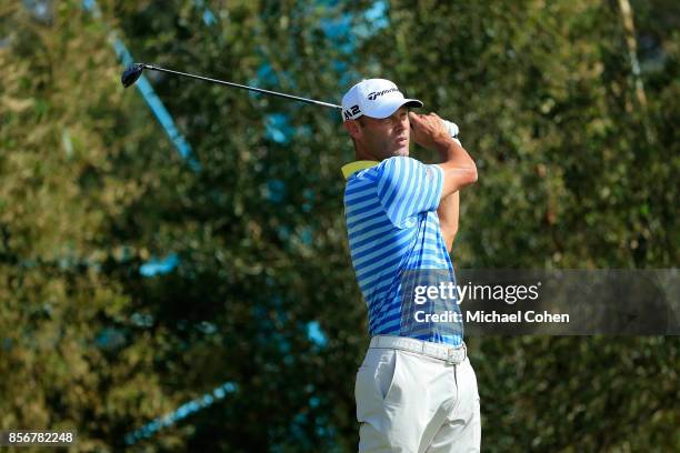 Shawn Stefani hits his drive on the seventh hole during the fourth and final round of the Web.com Tour Championship held at Atlantic Beach Country...