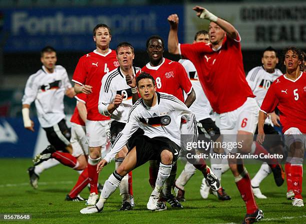 An action during the Under 20 international friendly match between Switzerland and Germany at the Cornaredo stadium on March 28, 2009 in Lugano,...