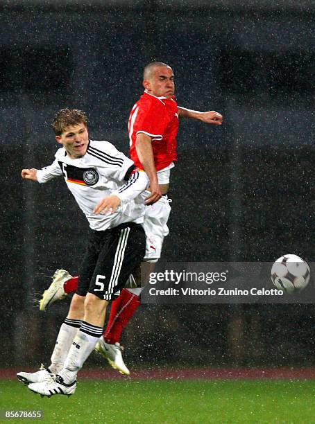 Germany defender Florian Jungwirth in action during the Under 20 international friendly match between Switzerland and Germany at the Cornaredo...