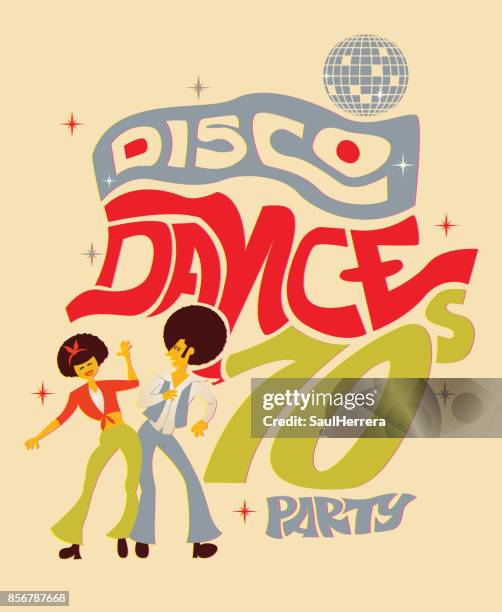 illustrations, cliparts, dessins animés et icônes de 70 s disco dance - rave party