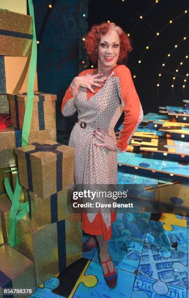 Cast member Craig Revel Horwood poses backstage following the cast change press night performance of "Annie" at The Piccadilly Theatre on October 2,...