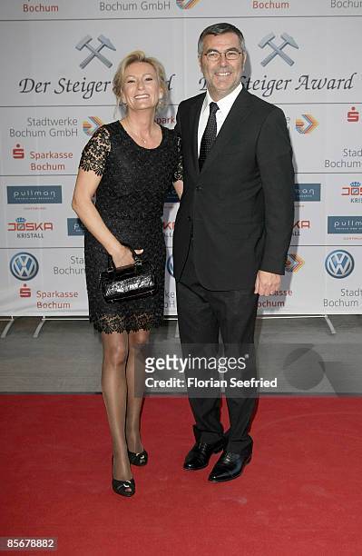 Host Sabine Christiansen and husband Norbert Medus attend the 'Steiger Awards 2009' at Jahrhunderthalle on March 28, 2009 in Bochum, Germany.