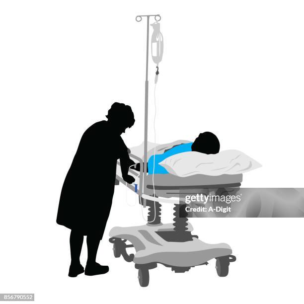 last breath couple - elderly patient looking at a nurse stock illustrations