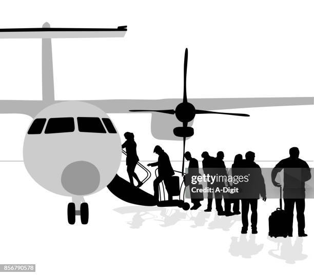 all aboard - airport tarmac stock illustrations