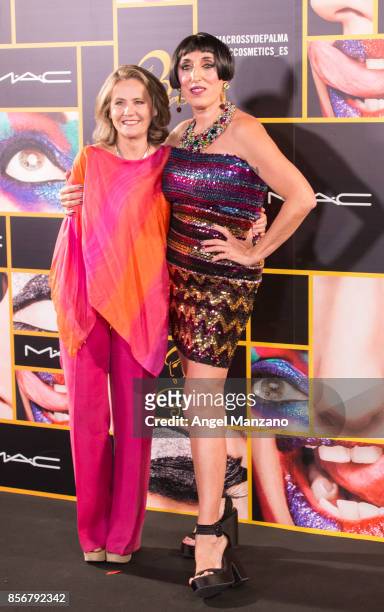 Leticia Domecq and Rossy de Palma attend M-A-C collection photocall at El Principito theater on October 2, 2017 in Madrid, Spain.