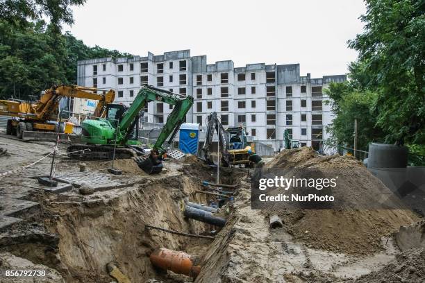 Construction site of new block of flats is seen in Sopot, Poland on 6 September 2017 The City of Sopot is approaching the end of construction of two...