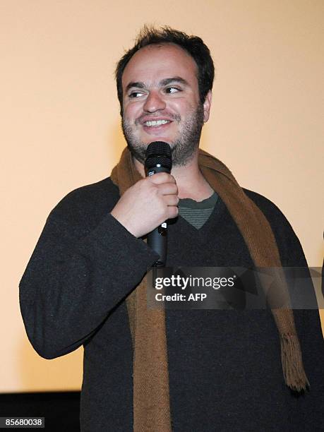 Director Mateo Herrera thanks to the audience after receiving the "Grand prix du Coup de coeur" for his movie Impulso, on March 28, during the 21st...