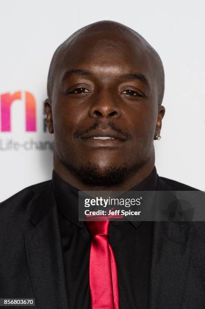 Adebayo Akinfenwa attends the Legends of Football fundraiser at The Grosvenor House Hotel on October 2, 2017 in London, England. The annual...