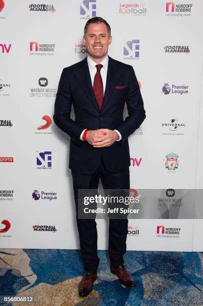 Jamie Carragher attends the Legends of Football fundraiser at The Grosvenor House Hotel on October 2, 2017 in London, England. The annual...