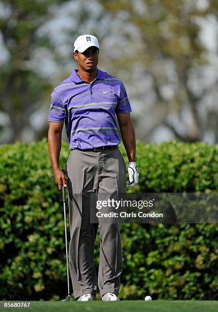 Tiger Woods tees off on during the third round of the Arnold Palmer Invitational presented by MasterCard held at Bay Hill Club and Lodge on March 28,...