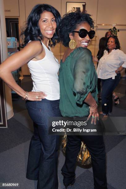 Cookie Johnson and Pauletta Washington pose at the Introduction of CJ Denim By Cookie Johnson at Nordstrom on March 28, 2009 in Los Angeles,...