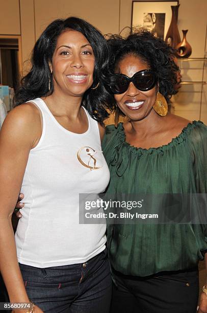 Cookie Johnson and Pauletta Washington pose at the Introduction of CJ Denim By Cookie Johnson at Nordstrom on March 28, 2009 in Los Angeles,...