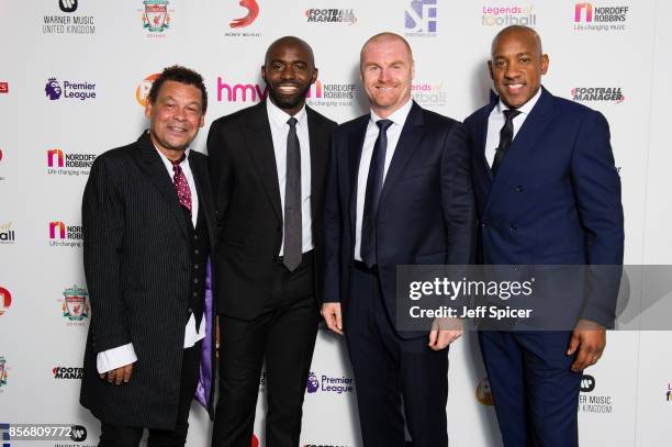 Craig Charles, Fabrice Muamba, Sean Dyche and Dion Dublin attend the Legends of Football fundraiser at The Grosvenor House Hotel on October 2, 2017...