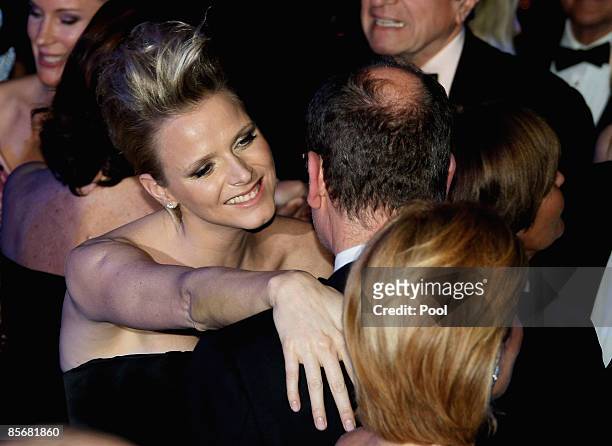 Prince Albert II of Monaco and Charlene Wittstock dance during the 2009 Monte Carlo Rock' N Rose Ball held at The Sporting Monte Carlo on March 28,...