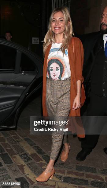 Sienna Miller leaving Apollo Theatre after her performance in 'Cat on a Hot Tin Roof' on October 2, 2017 in London, England.