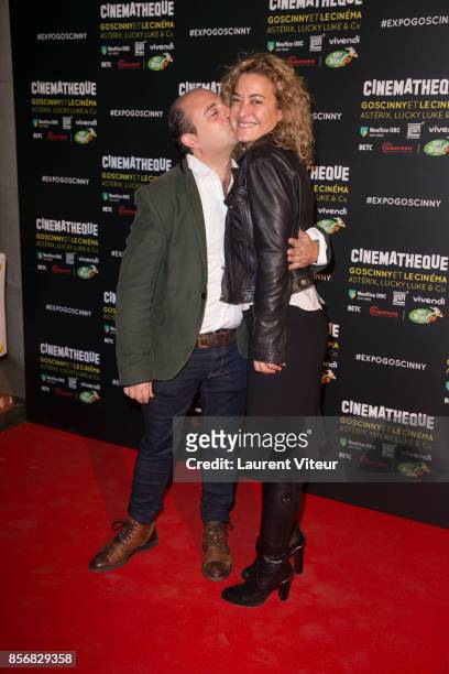 Jean-Louis Barcelona and guest attend "Goscinny et le Cinema - Asterix, Luky luke et Cie..." Exhibition at Cinematheque Francaise on October 2, 2017...