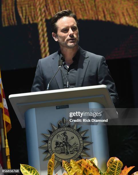 Actor/Singer/Songwriter Charles Esten during Nashville Candelight Vigil For Las Vegas at Ascend Amphitheater on October 2, 2017 in Nashville,...