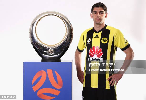 Guilherme Finkler of Wellington Phoenix poses during the 2017/18 A-League Season Launch at Port Melbourne SC on October 3, 2017 in Melbourne,...