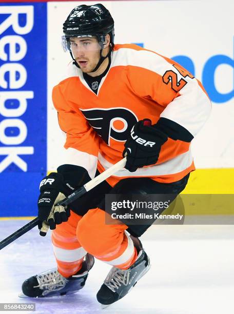 Matt Read of the Philadelphia Flyers plays in the game against the New York Islanders at Wells Fargo Center on April 7, 2015 in Philadelphia,...