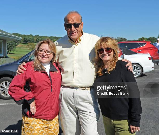 Radio personality Joe Causi with Doreen Cugno and Luanne Sorrentino of The St George Theatre attend the 2nd Annual Laughs On The Links Celebrity...