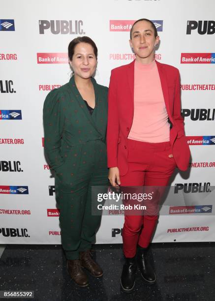 Shaina Taub and Jo Lampert attend the opening night celebration of "Tiny Beautiful Things" at The Public Theater on October 2, 2017 in New York City.