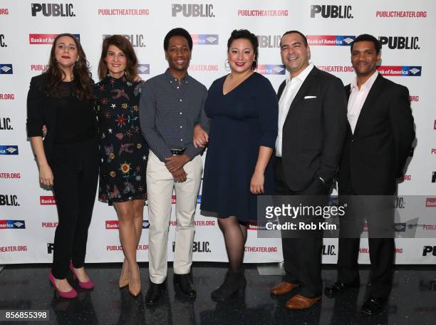 Ceci Fernandez, Nia Vardalos, Hubert Point-DuJour, Natalie Woolams-Torres, Teddy Canez and Delance Minefee attend the opening night celebration of...