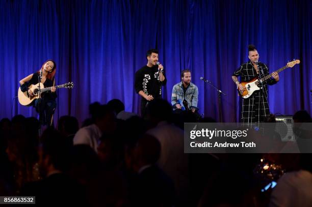 Performs onstage at the World Childhood Foundation USA 2017 Thank You Gala at Cipriani 25 Broadway on October 2, 2017 in New York City.