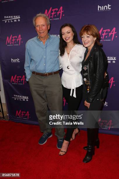 Clint Eastwood, daughter Francesca Eastwood and Frances Fisher at the premiere of Dark Sky Films' "M.F.A." at The London West Hollywood on October 2,...