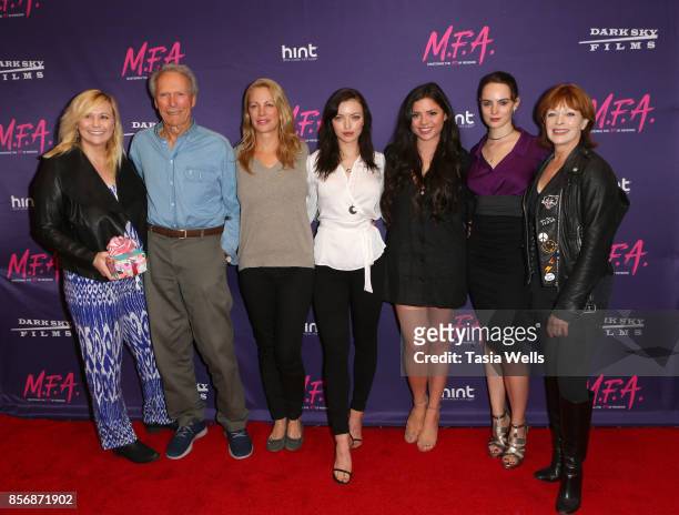Kathryn Eastwood, Clint Eastwood, Alison Eastwood, Francesca Eastwood, Morgan Eastwood and Francis Fisher at the premiere of Dark Sky Films' "M.F.A."...
