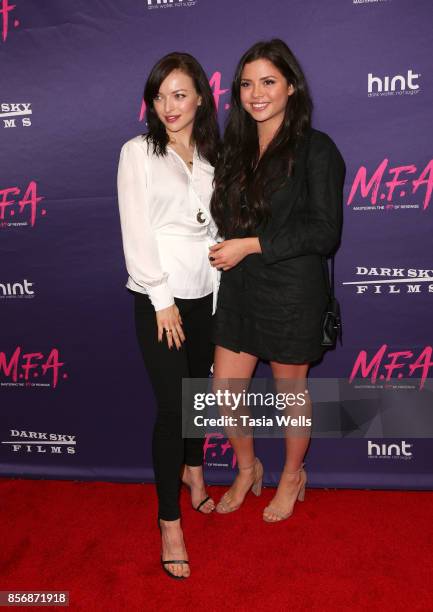 Francesca Eastwood and sister Morgan Eastwood at the premiere of Dark Sky Films' "M.F.A." at The London West Hollywood on October 2, 2017 in West...