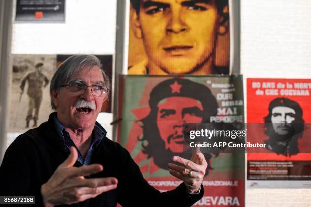 Juan Martin Guevara, brother of late Argentine revolutionary legend Ernesto 'Che' Guevara, speaks during an interview with AFP at his office in...