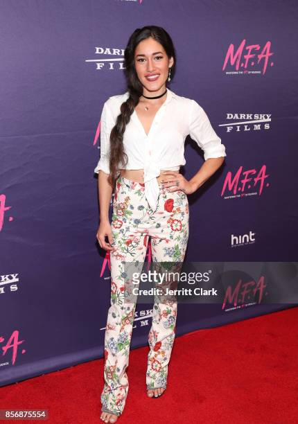 Orianka Kilcher attends the Premiere Of Dark Sky Films' "M.F.A." at The London West Hollywood on October 2, 2017 in West Hollywood, California.