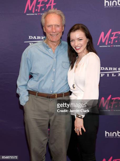 Actor/Director Clint Eastwood poses with his daughter/actress Francesca Eastwood at the Premiere Of Dark Sky Films' "M.F.A." at The London West...
