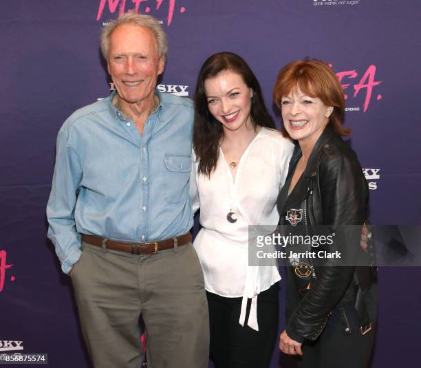 Clint Eastwood, Francesca Eastwood and Frances Fisher attend the Premiere Of Dark Sky Films' "M.F.A." at The London West Hollywood on October 2, 2017...