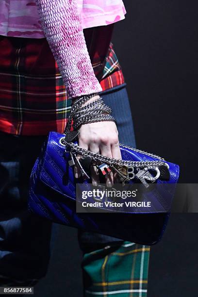 Model walks the runway during the Balenciaga Ready to Wear Spring/Summer 2018 fashion show as part of the Paris Fashion Week Womenswear Spring/Summer...