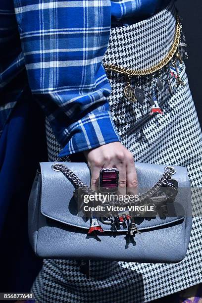 Model walks the runway during the Balenciaga Ready to Wear Spring/Summer 2018 fashion show as part of the Paris Fashion Week Womenswear Spring/Summer...