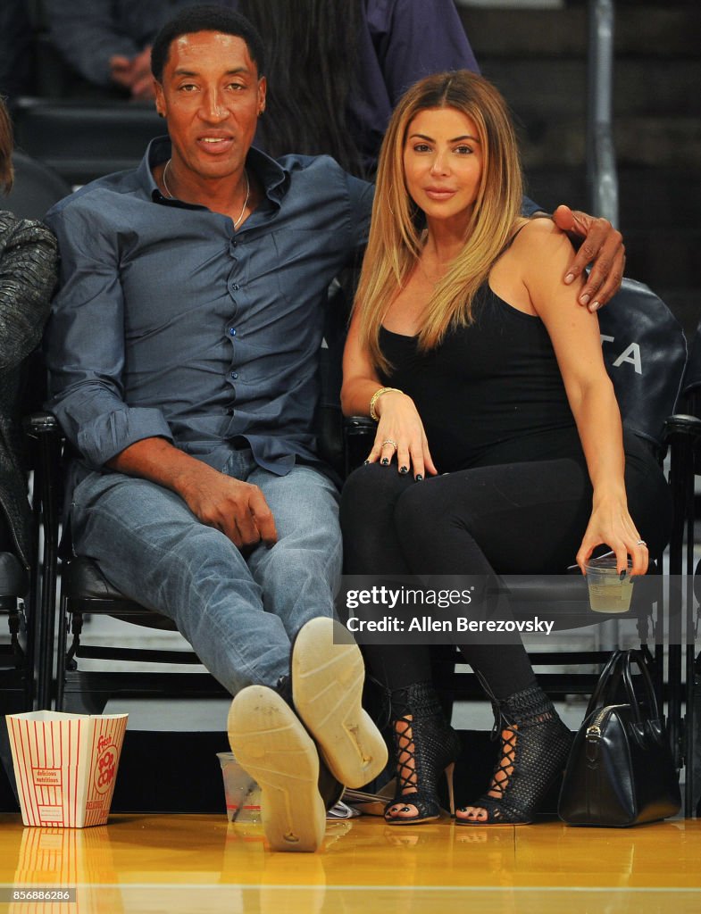 Celebrities At The Los Angeles Lakers Game