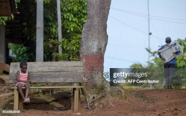 View of the village of La Paz, Guaviare department, Colombia on September 25, 2017. The scarce 300 settlers of La Paz, in the department of Guaviare...