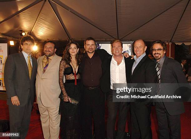 Alan Horne, President and COO of Warner Bros. Entertainment, Joel Silver, producer, Michelle Monaghan, Shane Black, director, Val Kilmer, Corbin...