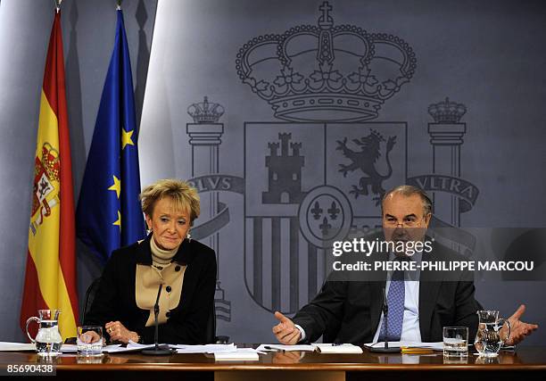 Spanish Vice President and Minister of the Presidency Maria Teresa Fernandez de la Vega and Second Vice President and Minister of Economy and Finance...