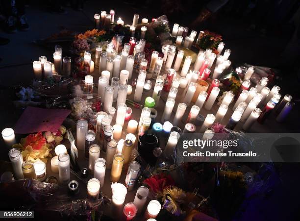 Vigil on the Las Vegas strip for the victims of the Route 91 Harvest country music festival shootings on October 2, 2017 in Las Vegas, Nevada. Lone...