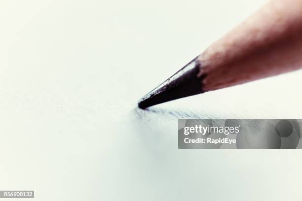 makro-bleistiftspitze ruht auf blankopapier weiß - grafit stock-fotos und bilder