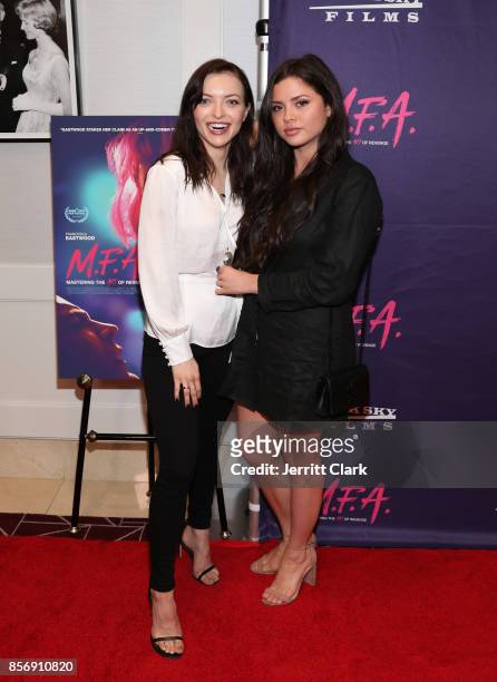 Francesca Eastwood and sister Morgan Eastwood attend the Premiere Of Dark Sky Films' "M.F.A." at The London West Hollywood on October 2, 2017 in West...