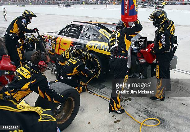 Elliott Sadler, driver of the Stanley Tools Dodge, pits during the NASCAR Sprint Cup Series Goody's Fast Pain Relief 500 at the Martinsville Speedway...