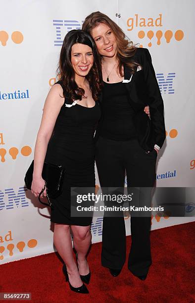 Actress Heather Matarazzo and girlfriend Carolyn Murphy attend the 20th Annual GLAAD Media Awards at Marriott Marquis on March 28, 2009 in New York...