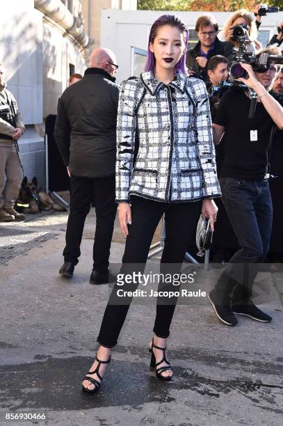 Irene Kim is seen arriving at Chanel show during Paris Fashion Week Womenswear Spring/Summer 2018on October 3, 2017 in Paris, France.