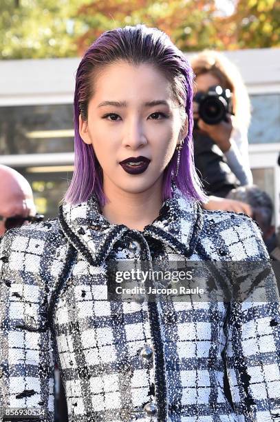 Irene Kim is seen arriving at Chanel show during Paris Fashion Week Womenswear Spring/Summer 2018on October 3, 2017 in Paris, France.