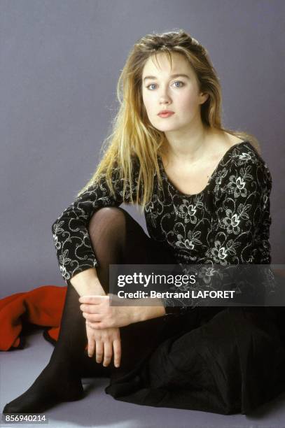 Photo session of French actress Marianne Basler who plays main female role in the movie 'La Soule' directed by Michel Sibra in January 1989 in France.